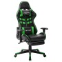 Silla de gaming con reposapiés cuero sintético negro y verde