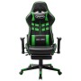 Silla de gaming con reposapiés cuero sintético negro y verde