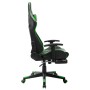 Silla de gaming con reposapiés cuero sintético negro y verde