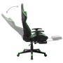 Silla de gaming con reposapiés cuero sintético negro y verde