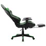 Silla de gaming con reposapiés cuero sintético negro y verde