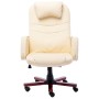 Silla de oficina de cuero sintético crema