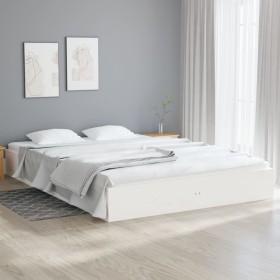 Estructura de cama de madera maciza blanca 140x200 cm