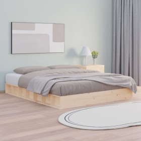 Estructura de cama de madera maciza super king 180x200 cm