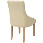 Sillas de comedor 2 unidades tela color crema