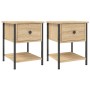 Mesita noche 2 uds madera ingeniería roble Sonoma 34x35,5x45 cm