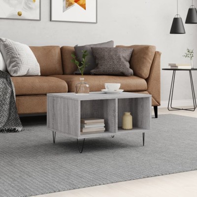Mesa de centro madera contrachapada gris Sonoma 60x50x36,5 cm