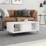 Mesa de centro madera contrachapada blanco brillo 90x50x36,5 cm