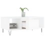 Mesa de centro madera contrachapada blanco brillo 90x50x36,5 cm