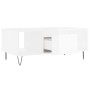 Mesa de centro madera contrachapada blanco brillo 90x50x36,5 cm
