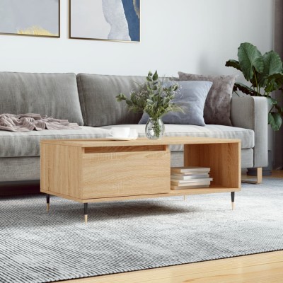 Mesa de centro madera contrachapada roble Sonoma 90x50x36,5 cm