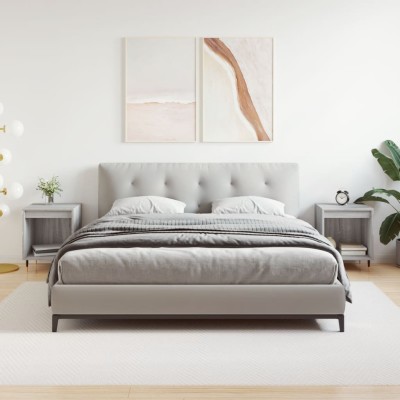 Mesita de noche 2 uds madera ingeniería gris Sonoma 40x35x50 cm