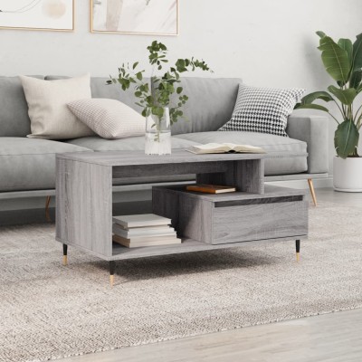Mesa de centro madera contrachapada gris Sonoma 90x49x45 cm
