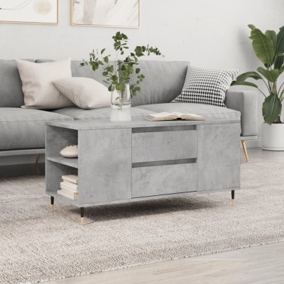 Mesa de centro madera ingeniería gris hormigón 102x44,5x50 cm
