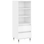 Aparador alto madera contrachapada blanco brillo 40x36x110 cm