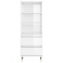 Aparador alto madera contrachapada blanco brillo 40x36x110 cm