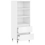 Aparador alto madera contrachapada blanco brillo 40x36x110 cm