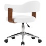 Silla comedor giratoria madera curvada cuero sintético blanco