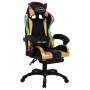 Silla gaming con luces LED RGB cuero sintético dorado y negro