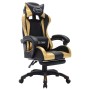 Silla gaming con luces LED RGB cuero sintético dorado y negro