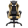 Silla gaming con luces LED RGB cuero sintético dorado y negro