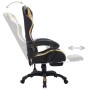 Silla gaming con luces LED RGB cuero sintético dorado y negro