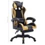 Silla gaming con luces LED RGB cuero sintético dorado y negro