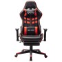 Silla de gaming con reposapiés cuero sintético negro y rojo