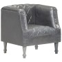 Sillón de cuero de cabra auténtico gris