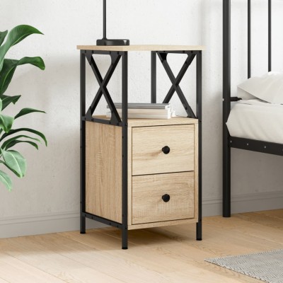 Mesita de noche madera de ingeniería roble Sonoma 34x35,5x70 cm