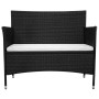 Banco de jardín 90 cm ratán sintético negro