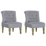 Sillones de estilo francés 2 unidades tela gris claro