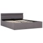 Cama canapé hidráulica almacenaje LED tela gris topo 140x200 cm