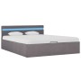 Cama canapé hidráulica almacenaje LED tela gris topo 140x200 cm