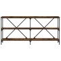 Mesa consola hierro madera ingeniería roble ahumado 160x30x75cm