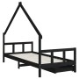 Estructura cama infantil y cajones madera pino negro 90x190 cm