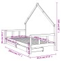 Estructura cama infantil y cajones madera pino negro 90x190 cm