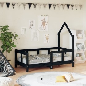 Estructura de cama para niños madera de pino negro 70x140 cm