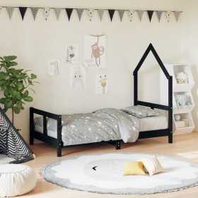 Estructura de cama para niños madera de pino negro 80x160 cm