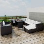 Set muebles de jardín 10 piezas y cojines ratán sintético negro