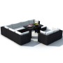 Set muebles de jardín 10 piezas y cojines ratán sintético negro