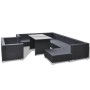 Set muebles de jardín 10 piezas y cojines ratán sintético negro