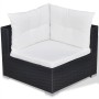 Set muebles de jardín 10 piezas y cojines ratán sintético negro