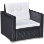 Set muebles de jardín y cojines 6 piezas ratán sintético negro