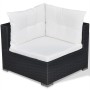 Set muebles de jardín y cojines 6 piezas ratán sintético negro