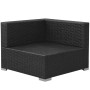 Set de muebles de jardín 3 piezas y cojines ratán sintético negro