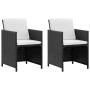 Set comedor de jardín 5 piezas y cojines ratán sintético negro