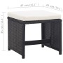 Set comedor de jardín 5 piezas y cojines ratán sintético negro