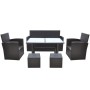 Set comedor de jardín 6 piezas y cojines ratán sintético marrón