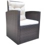 Set comedor de jardín 6 piezas y cojines ratán sintético marrón